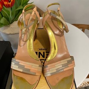 FENDI Stacked Leather Heels